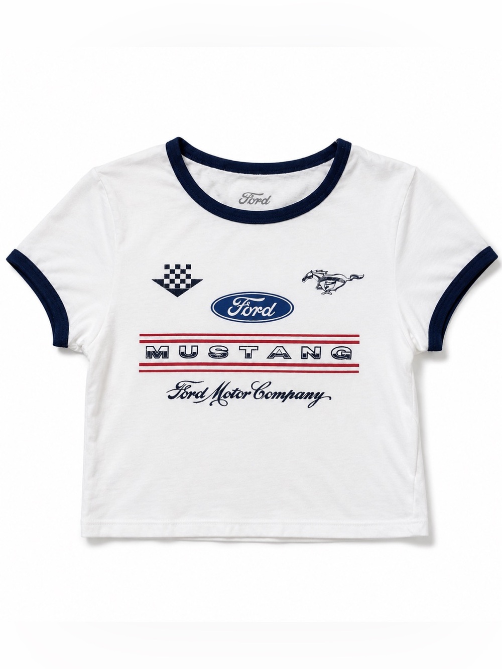 Brixton x Ford Mustang Baby Ringer Tee Wimbledon White Small